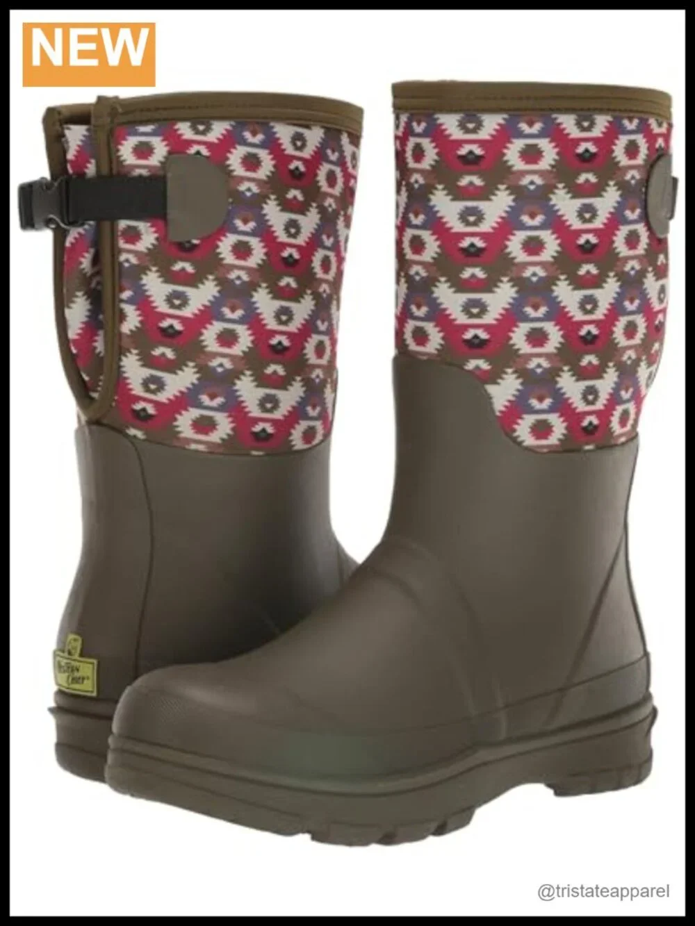 Waterproof Mid-Calf Winter Rain Boots with Faux Fur Lining and Buckle Accent